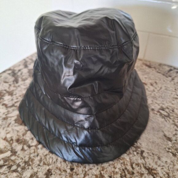 ANTHROPOLOGIE | Black Faux Leather Bucket Hat  one size - Picture 1 of 8